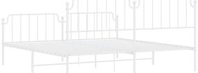 Estrutura de cama com cabeceira e pés 193x203 cm metal branco