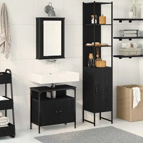 vidaXL Conjunto de Móveis para Banheiro com porta 3 pcs Carvalho preto