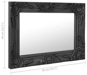 Espelho de parede estilo barroco 50x40 cm preto