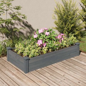 vidaXL Canteiro elevado c/ forro 120x60x25 cm abeto maciço cinzento
