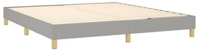 Cama box spring c/ colchão e LED 180x200 cm tecido cinza-claro