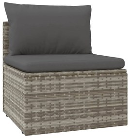 5 pcs conjunto lounge de jardim c/ almofadões vime PE cinzento