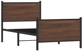 Estrutura de cama sem colchão 90x190 cm metal carvalho castanho