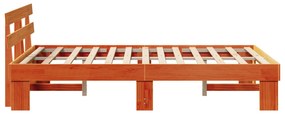 Estrado de Cama com Cabeceira Castanho Encerado 140x190 cm de Madeira