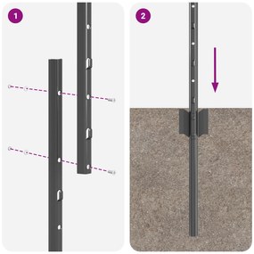 Postes de Cerca 88 pcs U-Channel Cinza 140 cm Aço