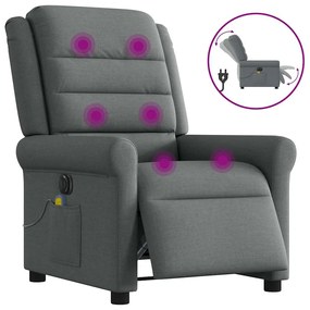 vidaXL Poltrona reclinável de massagens elétrica tecido cinza-escuro