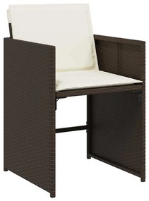 Conjunto de Jantar de Jardim de 5 peças com Almofadas Castanho Rattan