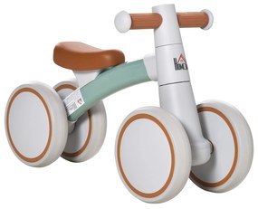 HOMCOM Bicicleta sem Pedais para Crianças de 1-3 Anos Bicicleta de Equilíbrio com 4 Rodas Leves Carro Andador Infantil 60x24x37cm Marrom