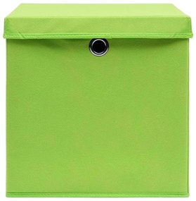 Caixas de arrumação com tampas 4 pcs 32x32x32 cm tecido verde