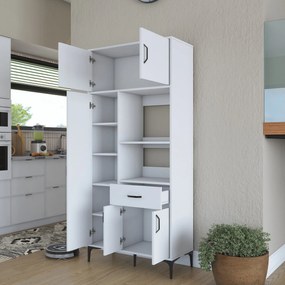 Armário Alto de Cozinha "Stella" - 90 x 198,6 x 40 cm - Branco - Desig