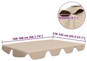 Toldo suplente baloiço jardim 188/168x145/110 cm bege