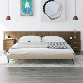 Cabeceira cama + armários madeira processada carvalho castanho