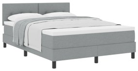 Cama Box Spring com colchão Cinza Claro 140x190 cm Tecido