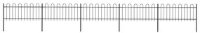 vidaXL Cerca de jardim com arco superior em aço 892,5x80 cm preta