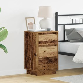 vidaXL Mesa de Cabeceira com LED Madeira Velha 39x34,5x65 cm Madeira de Engenharia