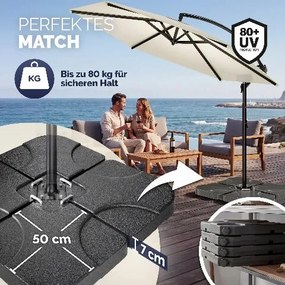 Conjunto completo de guarda-sol de 350 cm, incluindo 4 pesos e capa de proteção creme