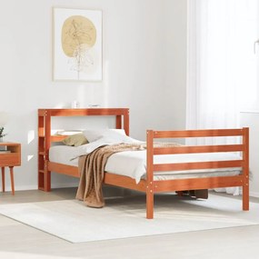 vidaXL Cama sem colchão 100x200 cm pinho maciço castanho-mel