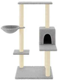 Árvore p/ gatos c/ postes arranhadores sisal 95 cm cinza-claro