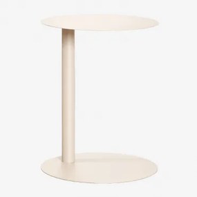 Mesa Auxiliar Redonda Ø40 Cm Em Aço Yannik Tapioca Bege - Sklum