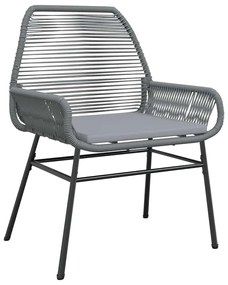 Conjunto jantar jardim 7 peças almofadas vidro vime cinzento PE