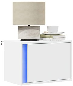 Mesa de cabeceira de parede com luzes LED branco