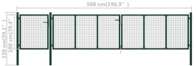 Portão de jardim 500x100 cm aço verde