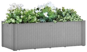 vidaXL Vaso/floreira c/ sistema rega automática 100x43x33 cm cinzento
