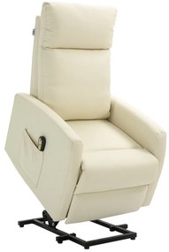 HOMCOM Poltrona Relax Levanta Pessoas Poltrona Elétrica Reclinável a 145° com Controlo Remoto Apoio para Pés 67x95x105 cm Creme | Aosom Portugal