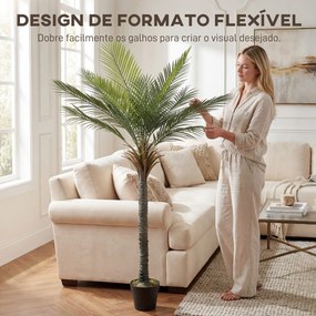 Planta Artificial Decorativa 180 cm Palmeira Artificial com Vaso e Folhas para Interior Verde