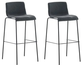 Conjunto de 2 bancos de bar Hoover em tecido e com estrutura preta 43 x 100 x 48 cm Cinzento escuro