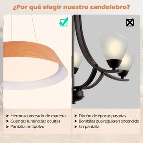 Candeeiro de teto de 21 W com montagem em grão de madeira Candeeiro suspenso com estrutura metálica LED Candeeiro suspenso para quarto Candeeiro suspe