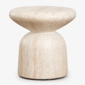 Mesa De Cabeceira Ø40 Cm Em Cimento Zanira Look Travertino - Sklum