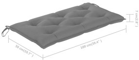 Banco de jardim c/ almofadão cinzento 112 cm teca maciça