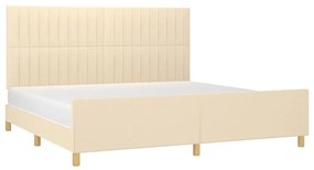 Estrutura de cama sem colchão 200x200 cm tecido cor creme