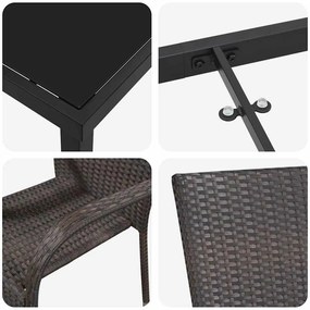 Conjunto de Jantar para Jardim 7 pcs Castanho Rattan de PE