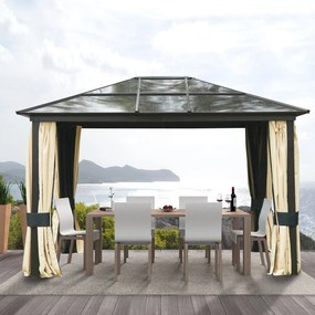 Pérgola para Jardim 3x3,6m Pérgola para Exterior Anti UV Teto de Polic