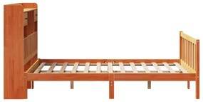 Cama c/ estante sem colchão 120x200cm pinho maciço castanho-mel