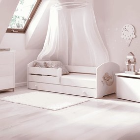 Cama infantil branca LUK sereia 140x70 com gaveta - colchão e estrado incluído