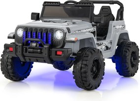 Carro elétrico para crianças 12V com velocidade ajustável com controlo remoto cinzento