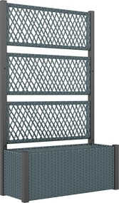 Floreira com Treliça Floreira Exterior Grande para Plantas Trepadeiras Vaso com Forro 90x35x148 cm Cinzento Escuro