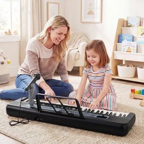 Teclado de piano de 61 teclas para crianças – Brinquedo musical, piano digital educativo com suporte ajustável, microfone e suporte para partituras pr