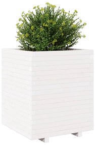Vaso/floreira de jardim 60x60x72,5 cm pinho maciço branco