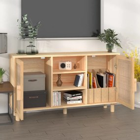 Aparador 105x30x60 cm pinho maciço/vime natural castanho