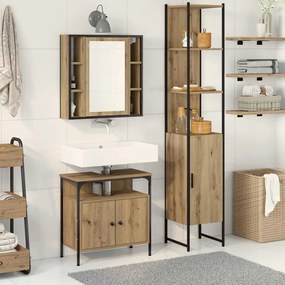 vidaXL Conjunto de Móveis para Banheiro 3 Peças - Carvalho Artisan em Madeira de Engenharia
