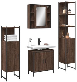 vidaXL 4 pcs conj. móveis wc derivados de madeira carvalho castanho