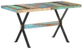 Mesa de jantar 140x70x76 cm madeira recuperada maciça