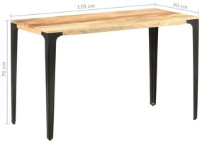 Mesa de jantar 120x60x76 cm madeira de mangueira maciça