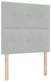 Cama Box Spring com Colchão Cinza Claro Solteiro Veludo