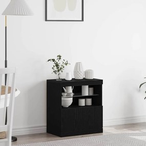 Sideboard vidaXL com Luzes LED Carvalho Preto 60x37x67 cm