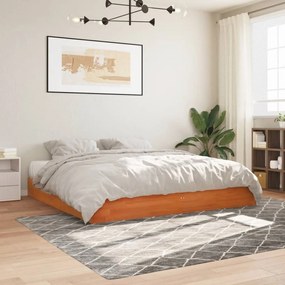 Cama sem colchão 180x200 cm pinho maciço castanho-mel